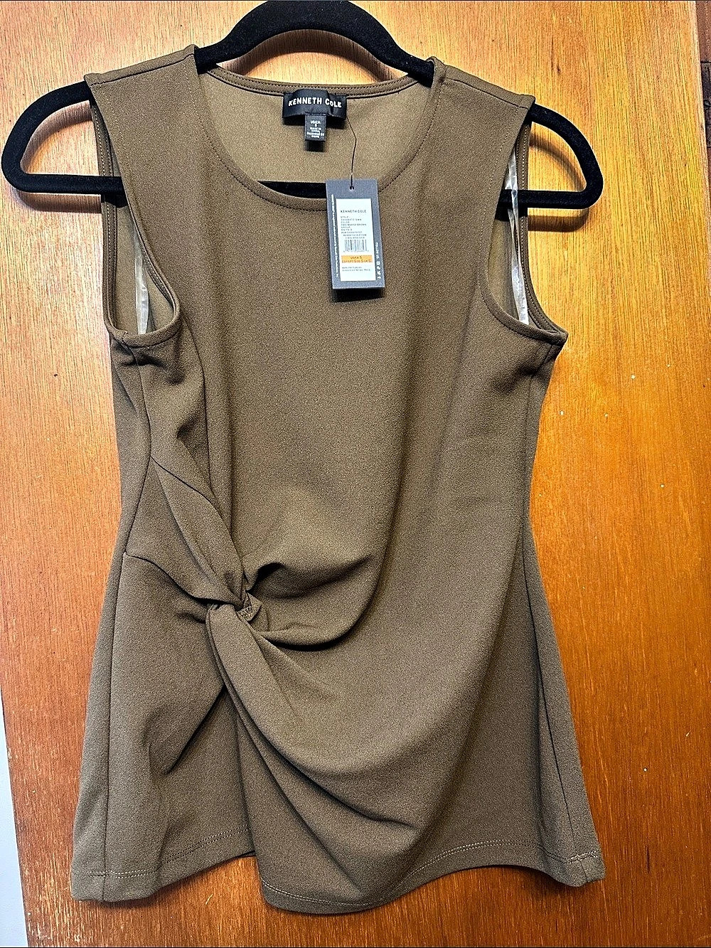 Kenneth Cole Draped Sleeveless Top in Brown Size Small (NWT)